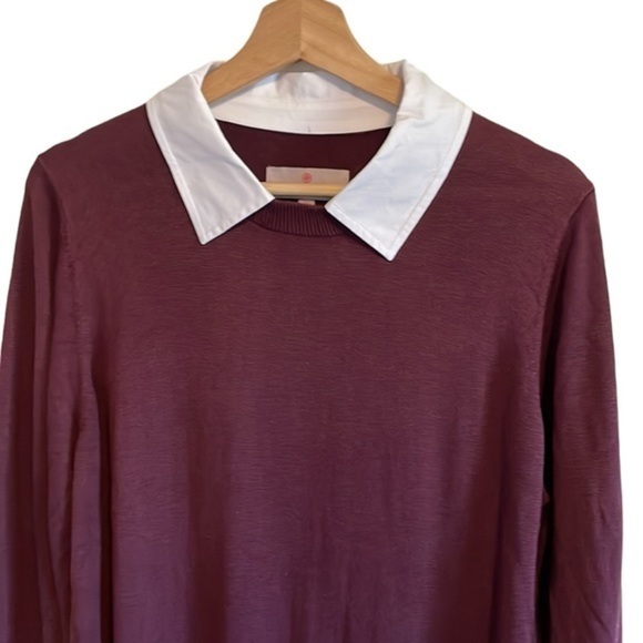 Laurie Felt Layered Sweater Women’s Size Medium Long Sleeve Preppy Burgundy - Picture 2 of 8